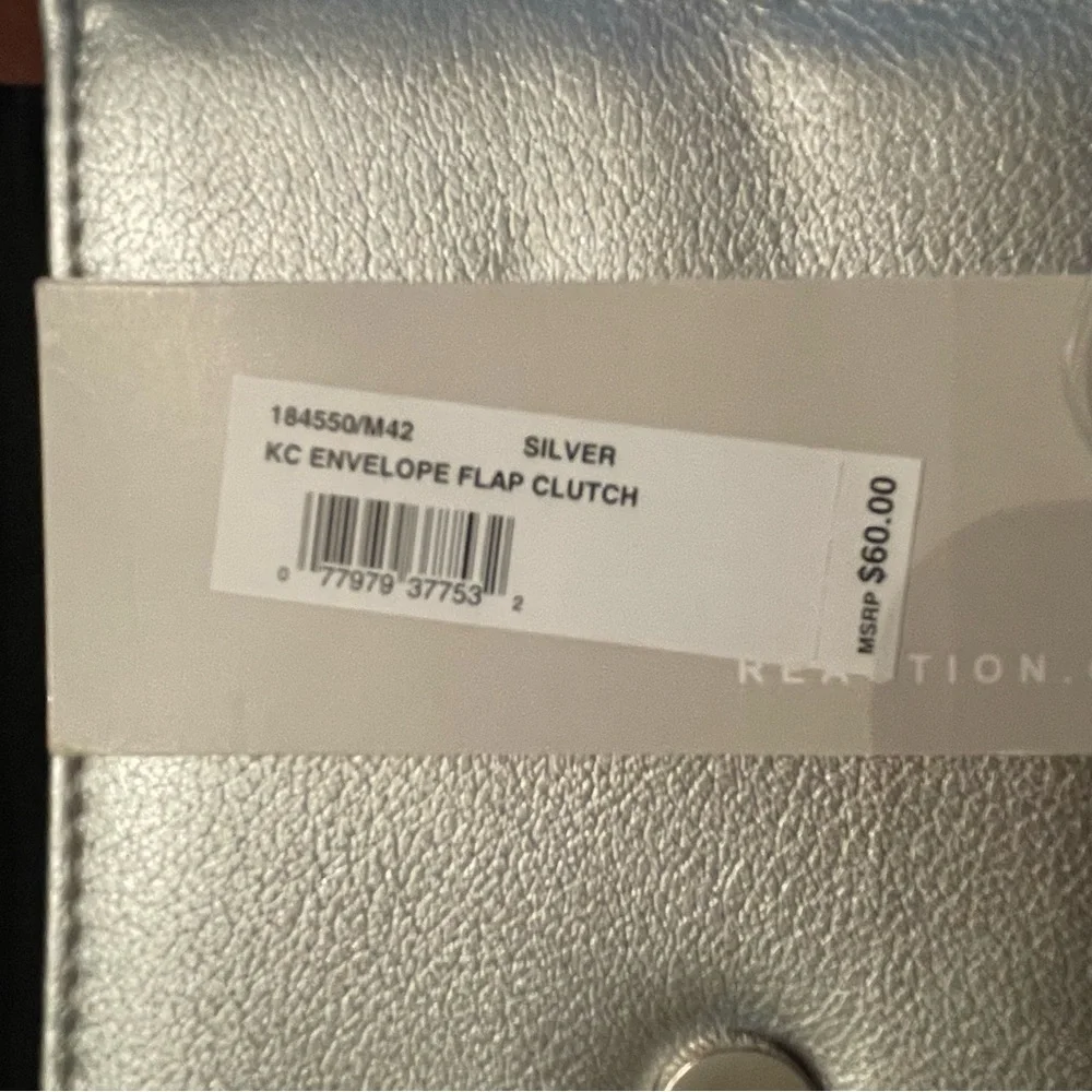 Kenneth Cole Reaction Silver‎ Envelope Flap Clutch